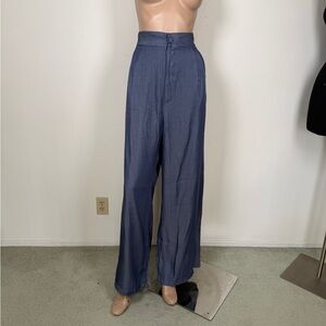 Retro Wide Leg high waist Blue Pants